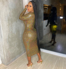 Load image into Gallery viewer, Women Clothing Graceful Fashionable Deep V Plunge Bronzing Fabric Dress Women Clothing