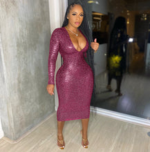 Load image into Gallery viewer, Women Clothing Graceful Fashionable Deep V Plunge Bronzing Fabric Dress Women Clothing