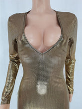 Load image into Gallery viewer, Women Clothing Graceful Fashionable Deep V Plunge Bronzing Fabric Dress Women Clothing