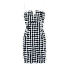 Load image into Gallery viewer, Fall Women Clothing Houndstooth Knitted All Matching V neck Strap Dress