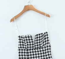 Load image into Gallery viewer, Fall Women Clothing Houndstooth Knitted All Matching V neck Strap Dress