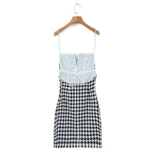 Load image into Gallery viewer, Fall Women Clothing Houndstooth Knitted All Matching V neck Strap Dress