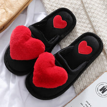 Load image into Gallery viewer, Women's Love Heart Fluffy Slippers | Warm Plush Home Shoes