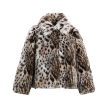 Load image into Gallery viewer, Womens Leopard-Print Casual Collared Warm Coat