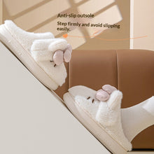 Load image into Gallery viewer, Women's Fluffy Cat &amp; Bow House Slippers | Plush Cotton Indoor Slippers