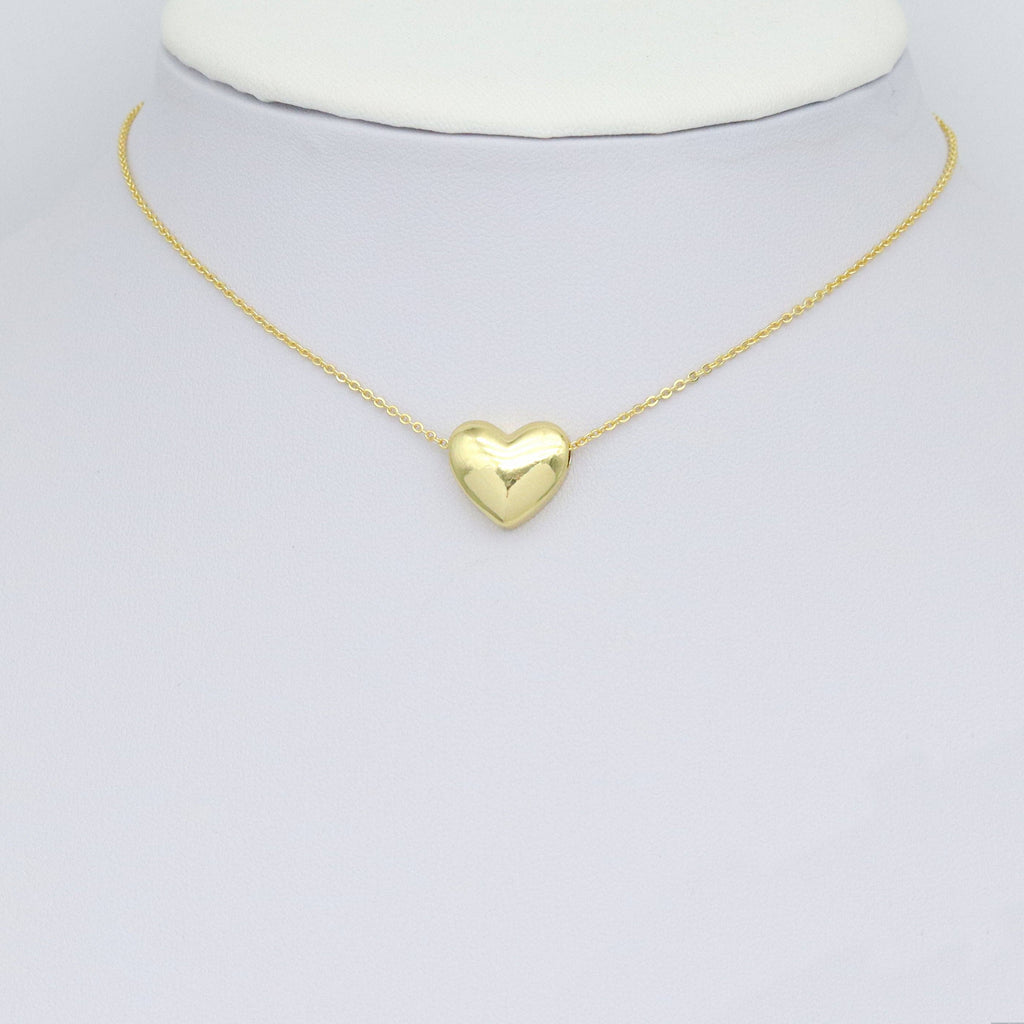Gold Puffy Heart Shape Charm Pendant Spacer Beads, Sku#LK1047
