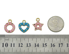 Load image into Gallery viewer, CZ Enamel Star Heart Round Charm, Sku#JL117