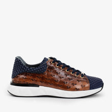 Load image into Gallery viewer, The Caesars Navy &amp; Tan Leather Men Sneaker