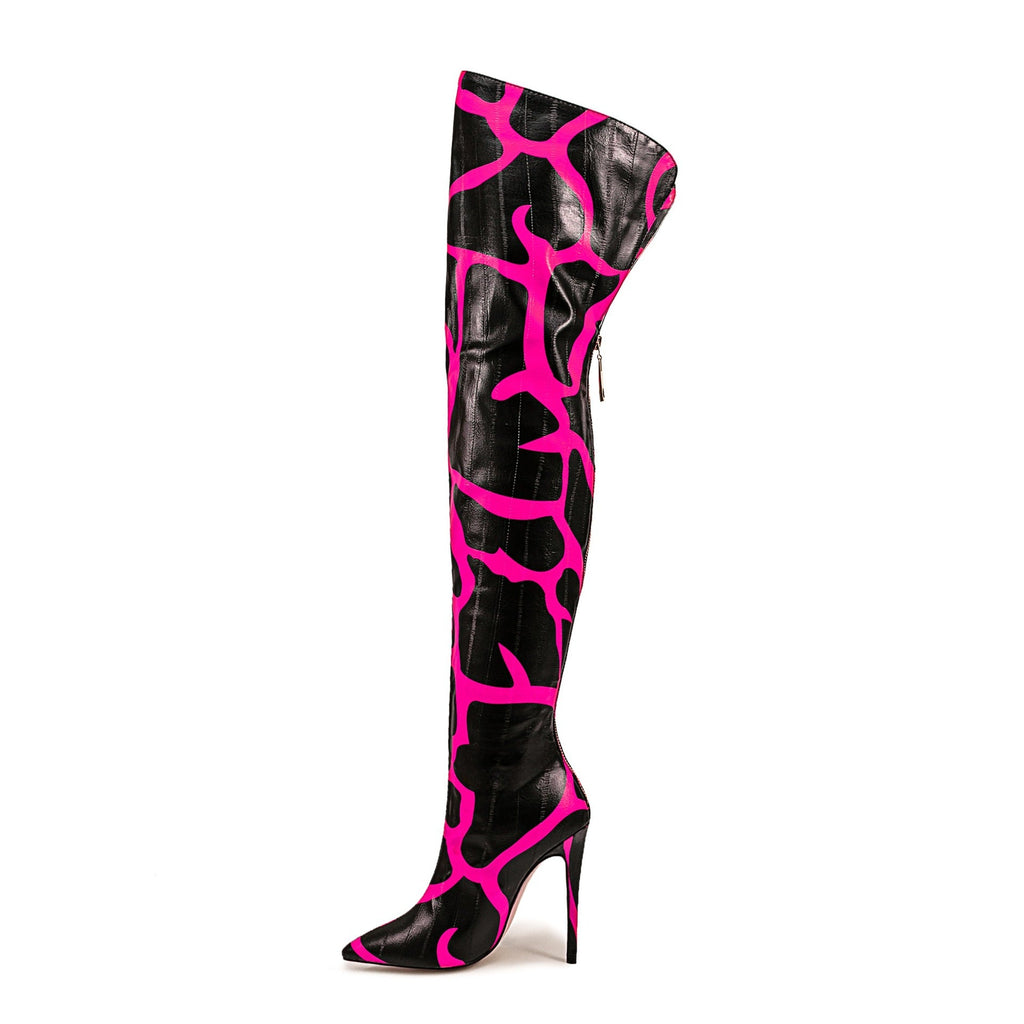 Women's Pointed-Toe Stiletto Over-the-Knee Boots | Back Zipper | Sizes 35–47