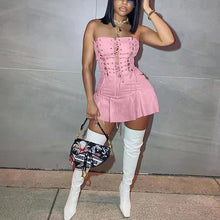 Load image into Gallery viewer, Women Sexy Cutout Eyelet Sleeveless Dress Crisscross