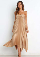 Load image into Gallery viewer, Sun Pleated Irregular Asymmetric Hem Chest Bag Sexy Strap Dress