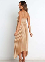 Load image into Gallery viewer, Sun Pleated Irregular Asymmetric Hem Chest Bag Sexy Strap Dress