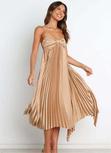Load image into Gallery viewer, Sun Pleated Irregular Asymmetric Hem Chest Bag Sexy Strap Dress