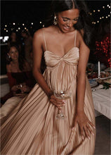 Load image into Gallery viewer, Sun Pleated Irregular Asymmetric Hem Chest Bag Sexy Strap Dress