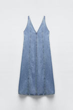 Load image into Gallery viewer, Summer Retro V neck Sleeveless Denim A line Vest Dress Women Dress