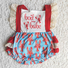 Load image into Gallery viewer, Girl Crawfish Lace Romper