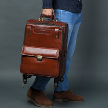 Load image into Gallery viewer, Leather Carry-On Trolly Bag