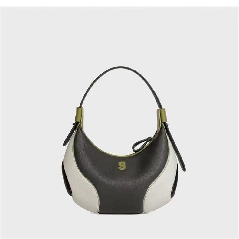 Women's Genuine Leather Crescent Crossbody Bag - Underarm Shoulder Bag with Multiple Compartments