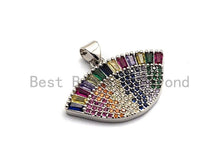 Load image into Gallery viewer, CZ Micro Pave Mixed Color Evil Eye Pendant, Oval Colored Cz Pave in Gold/Silver/Rose Gold Finish, 20x28mm, sku#F857