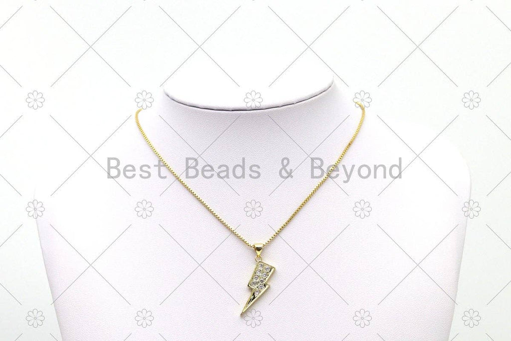 CZ Micro Pave Lighting Shape Pendant, 18K Gold Filled Lighting Charm, Necklace Bracelet Charm Pendant,Sku#LK507