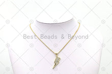 Load image into Gallery viewer, CZ Micro Pave Lighting Shape Pendant, 18K Gold Filled Lighting Charm, Necklace Bracelet Charm Pendant,Sku#LK507