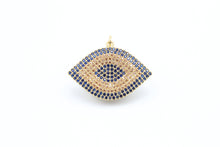 Load image into Gallery viewer, CZ Cobalt Micro Pave Marquise Evil Eyes Pendant, Cubic Zirconia Pendant,32x28mm,sku#F31