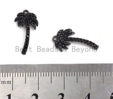 Load image into Gallery viewer, Black CZ Pave On Black Micro Pave Coconut Tree Shape Charm Beads, Cubic Zirconia Paved Coconut Tree Charm,10x19mm, sku#B103