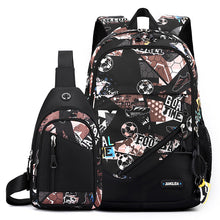 Load image into Gallery viewer, Men's Nylon Two-Piece Backpack &amp; Chest Bag Set – Multi-Pocket Travel Bag