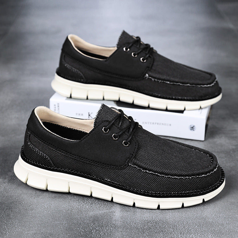 Men's Breathable Canvas Casual Shoes - Lightweight Lace-Up Sneakers for Everyday Wear