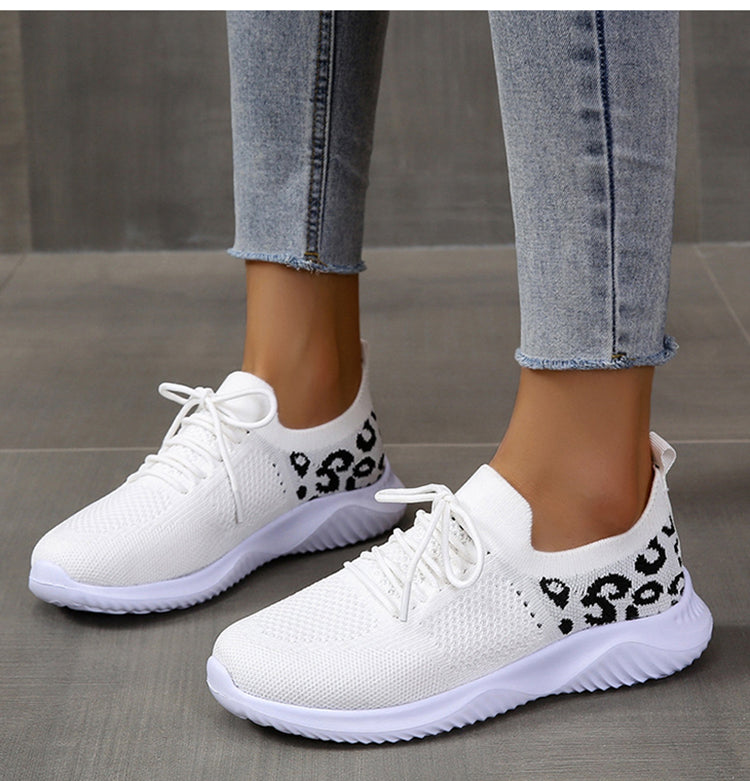 Leopard Print Lace-Up Sneakers