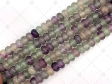 Load image into Gallery viewer, 2mm Large Hole Natural Purple Green Fluorite Beads, 6x10mm Rondelle Smooth Fluorite, Big Hole Beads, 8" Long Strands, Sku#U1240
