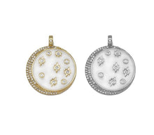 Load image into Gallery viewer, Silver Gold CZ Enamel Cresent Moon Star Coin Charm, Sku#LK698