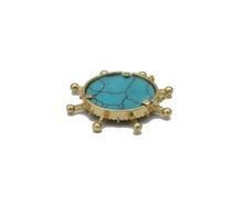 Load image into Gallery viewer, Gold CZ North Star On Turquoise Stone Charm, Sku#L704