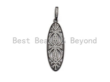 Load image into Gallery viewer, CZ Micro Pave Hollow Out  Long Oval Shaped Pendant/Charm, Cubic Zirconia Pendant Charm,15x46mm,sku#F913