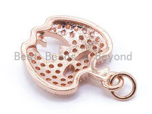 Load image into Gallery viewer, CZ Micro Pave Scary Pumpkin Charm, Cubic Zirconia Hollow Skull Charm,Halloween Pave Jewelry Findings, sku#F138