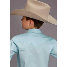 Load image into Gallery viewer, Stetson Pinpoint Oxford (Aqua) - Boy's Western Shirt