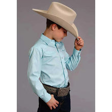 Load image into Gallery viewer, Stetson Pinpoint Oxford (Aqua) - Boy's Western Shirt