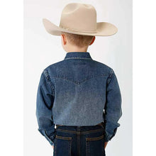 Load image into Gallery viewer, Stetson Medium Weight Denim Long Sleeve (Blue) - Boy's Western Shirt