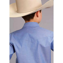 Load image into Gallery viewer, Stetson Pinpoint Oxford (Blue) - Boy's Western Shirt