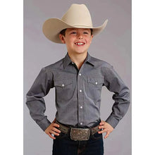 Load image into Gallery viewer, Stetson End on End (Navy) - Boy's Western Shirt