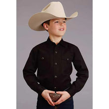 Load image into Gallery viewer, Stetson Solid Poplin (Black) - Boy's Western Shirt