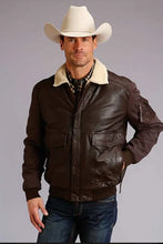 Load image into Gallery viewer, Stetson Bomber Style (Brown) - Men's Leather &amp; Canvas Jacket