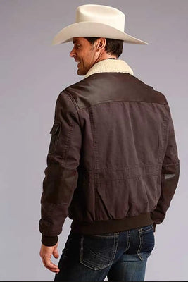 Stetson Bomber Style (Brown) - Men's Leather & Canvas Jacket
