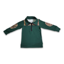 Load image into Gallery viewer, Green camo zipper long sleeve girls shirt