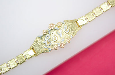 18K Gold Filled Designed Vintage Love Bracelet