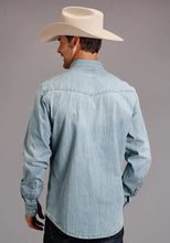 Load image into Gallery viewer, Stetson Stretch Denim (Light Wash) - Men's Western Shirt
