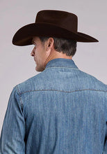 Load image into Gallery viewer, Stetson Denim with Turquoise Snaps (Blue) - Men's Western Shirt