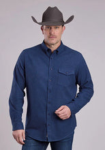 Load image into Gallery viewer, Stetson 2473 Heather Flannel (Navy) - Men's Western Shirt