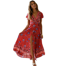 Load image into Gallery viewer, Spot Summer Casual Holiday Floral Print Dress Sexy Dress Women Clothing Wrap Dress