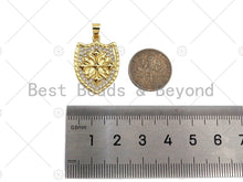 Load image into Gallery viewer, CZ Micro Pave Cross On Shield Shape Pendant/Charm,Cubic Zirconia Charm, Necklace Bracelet Charm Pendant,19x26mm, Sku#LK189